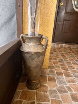 rustic-style, textured decorative urn or floor vase