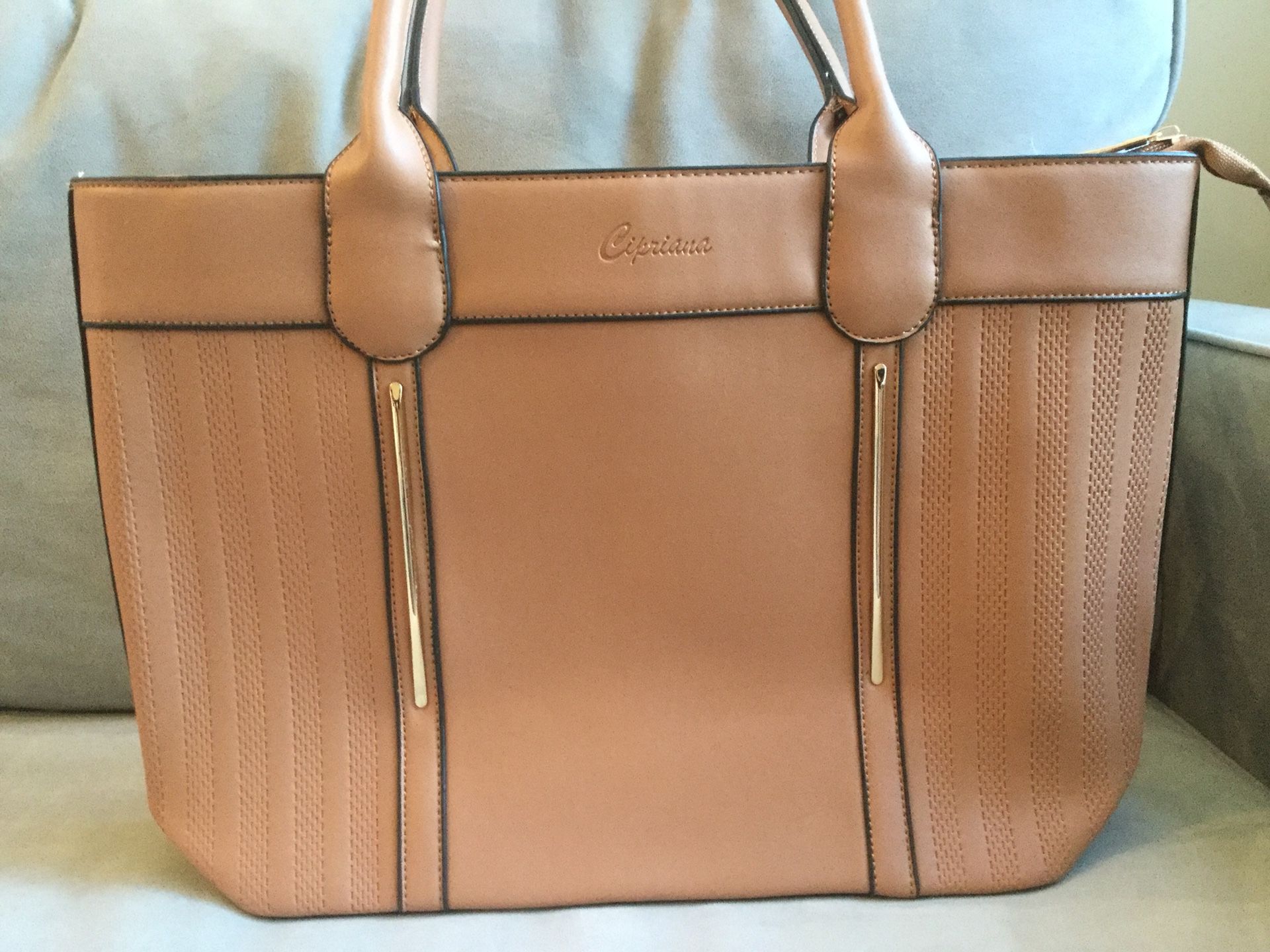 Cipriana Exclusive Collection Faux-Leather Camel Bag