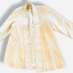 Michael Gabriell Coat Womens 12 Cream Wool Tweed Mid-length Vintage