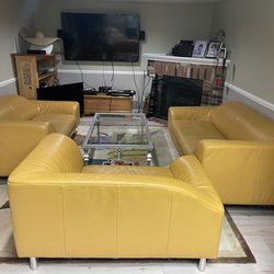 Italian Leather Sofa Set – 3 Pieces