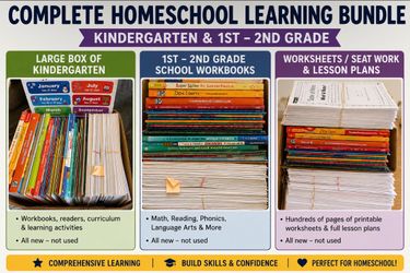 🔥 GREAT DEAL! Homeschool Learning Bundle K-2 | Workbooks, Readers & Lesson Plans
