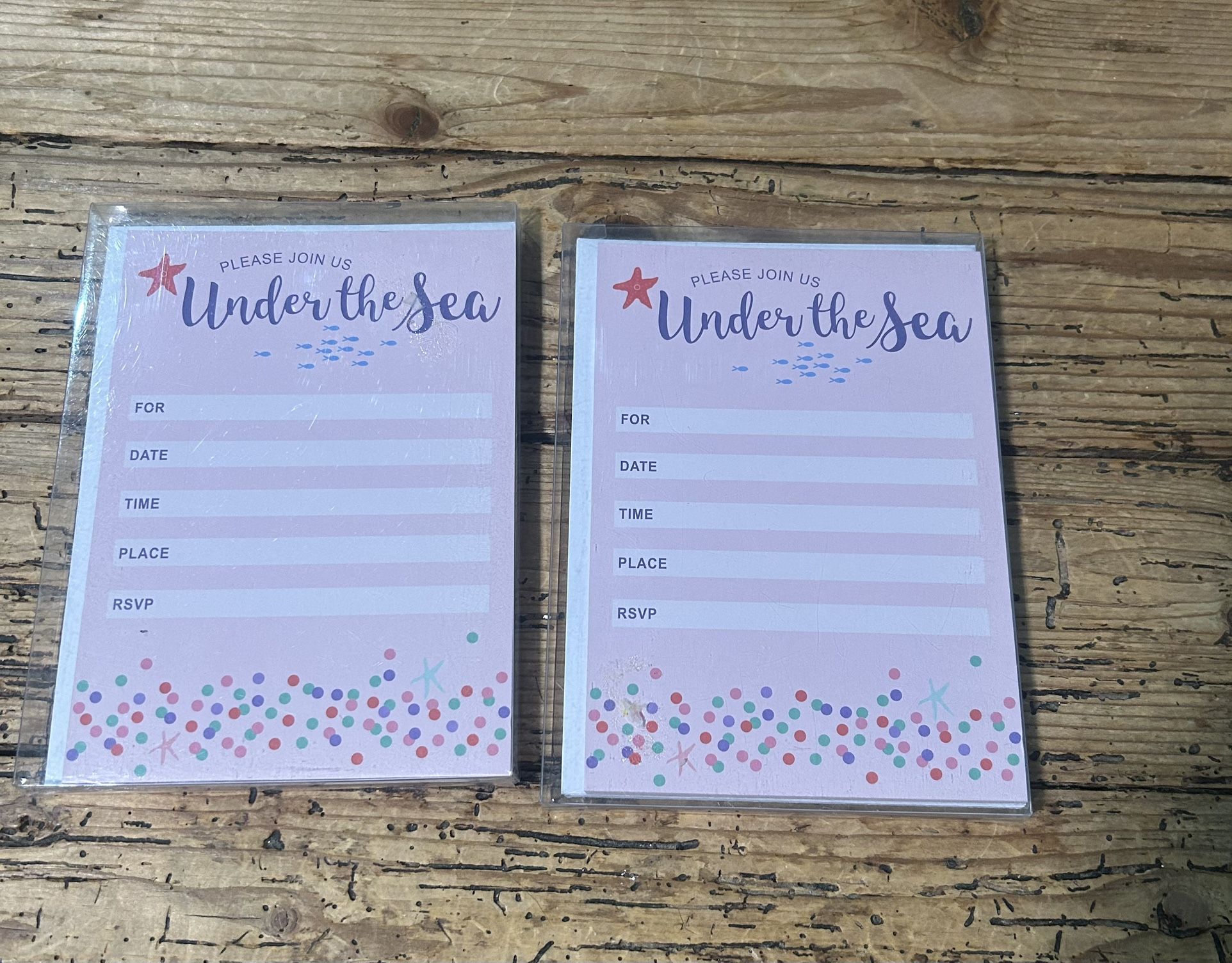 12 Under the Sea Invitation Cards with envelopes set of 2