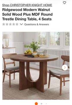 Walnut Solid Wood Dining Table, Seats 4