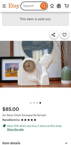 Vintage 1983 Ceramic Figural Art Deco Style Desktop Clock