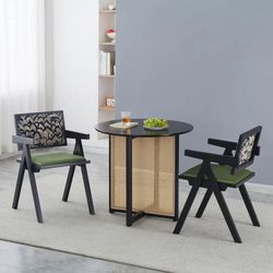 Green Solid Wood Dining Chair 2pcs
