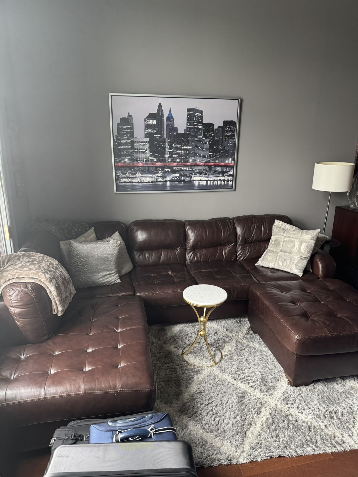 Brown Leather Couch Comfortable And Large!