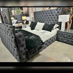 Black Color King  Bedframe with TV Lift