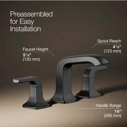 Kohler Rubicon 8 in. Widespread Double Handle Bathroom Faucet in Matte Black
 