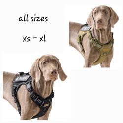 Reflective Adjustable No-Pull Tactical Dog Harness for Big Dog Breeds, Siberian Husky Labrador Golden Retriever, Reflective Breathable Oxford Mat