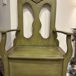 Vintage /antique Oak Wood Chair With Hidden Compartment Seat