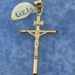$175 Yellow Gold Cross Crucifix Religious Charm Pendant 