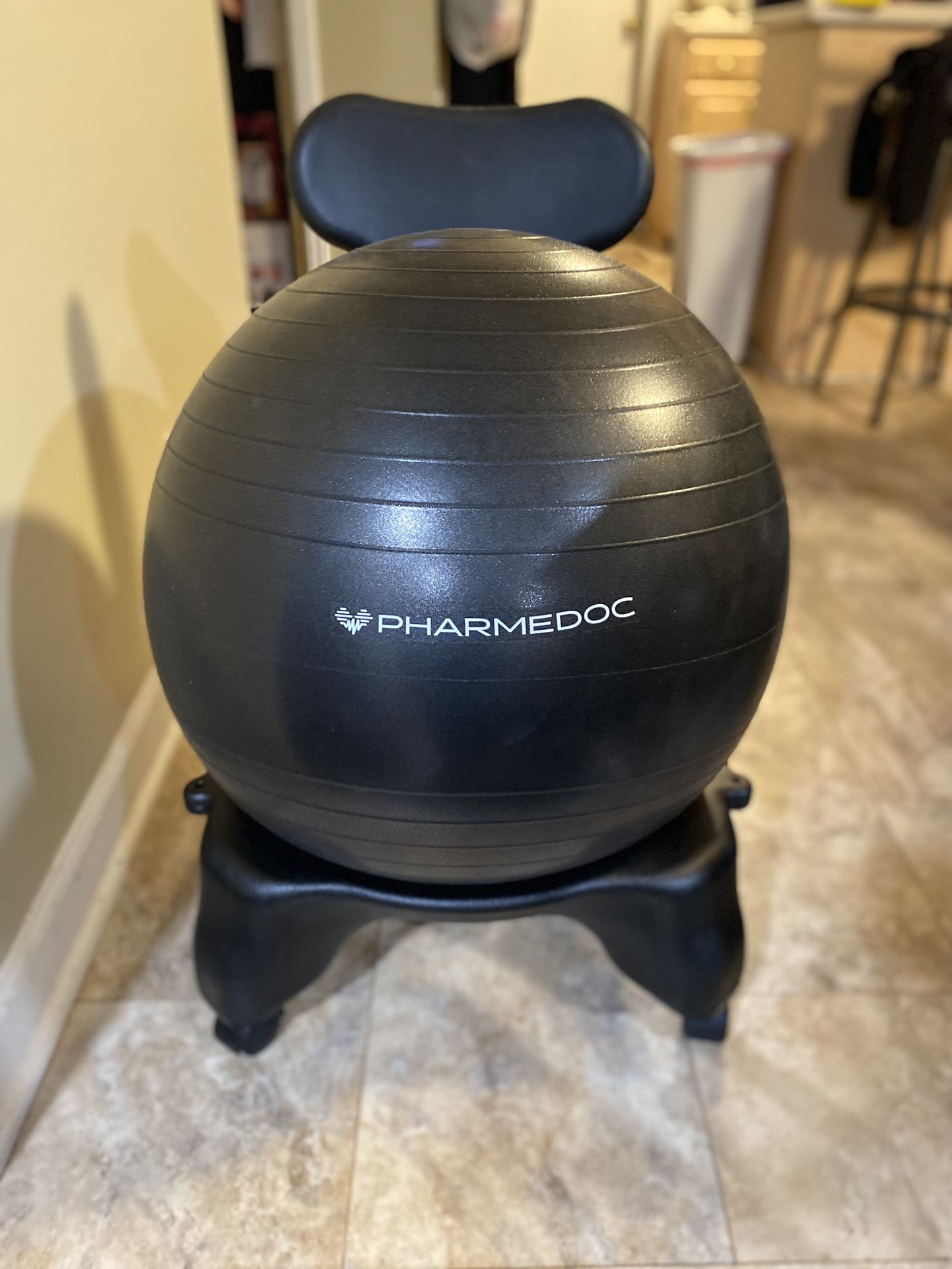 PharMeDoc Exercise Ball Chair with Back Support for Home and Office  w/Exercise Yoga Balance Ball