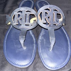 Ralph Lauren Signature Slides- Blue, 9.5