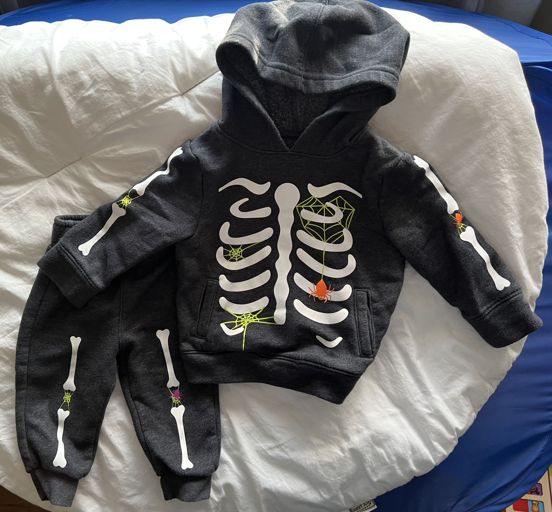 Cat & Jack baby boys matching Halloween Skeleton Hoodie Sweatsuit