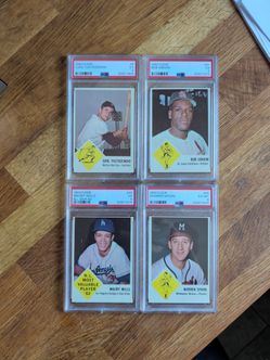 1963 Fleer Baseball Cards PSA Graded Lot of 4 Yastrzemski Wills Spahn Gibson