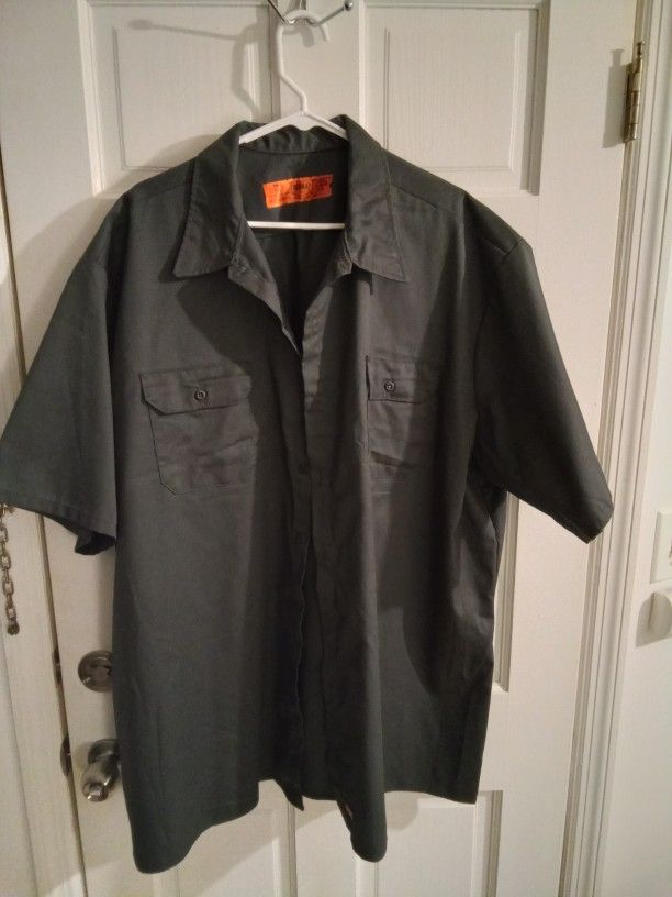 Red Kap Short Sleeve Button Down Shirt - Gray-4xl