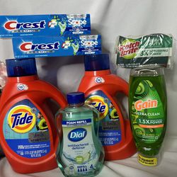 Tide detergent + dial hand soap and more $30 for all 