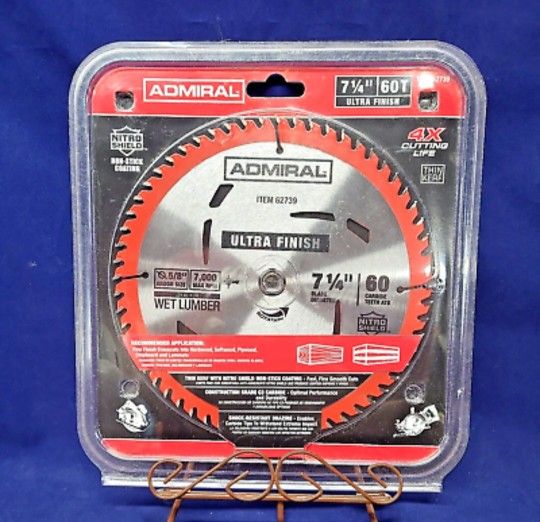 Admiral 7 1/4" 60T Circular Saw Blade, 62739, Non-stick Coating, Carbide Teeth

