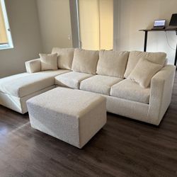 Cream Sectional With Free Ottoman  New In Stock