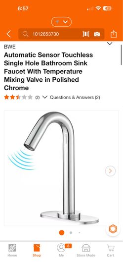 Automatic Sensor Touchless Single Hole Bathroom Sink Faucet