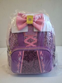 Disney Princess Sequin Collection Rapunzel Loungefly Backpack and Wallet