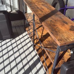 IRONCK Rustic Entryway Console Table, Long Hallway Table 55 in 3-Tier, TV Stand Entertainment Center Media Stand for Living Room, Industrial Style, Vi