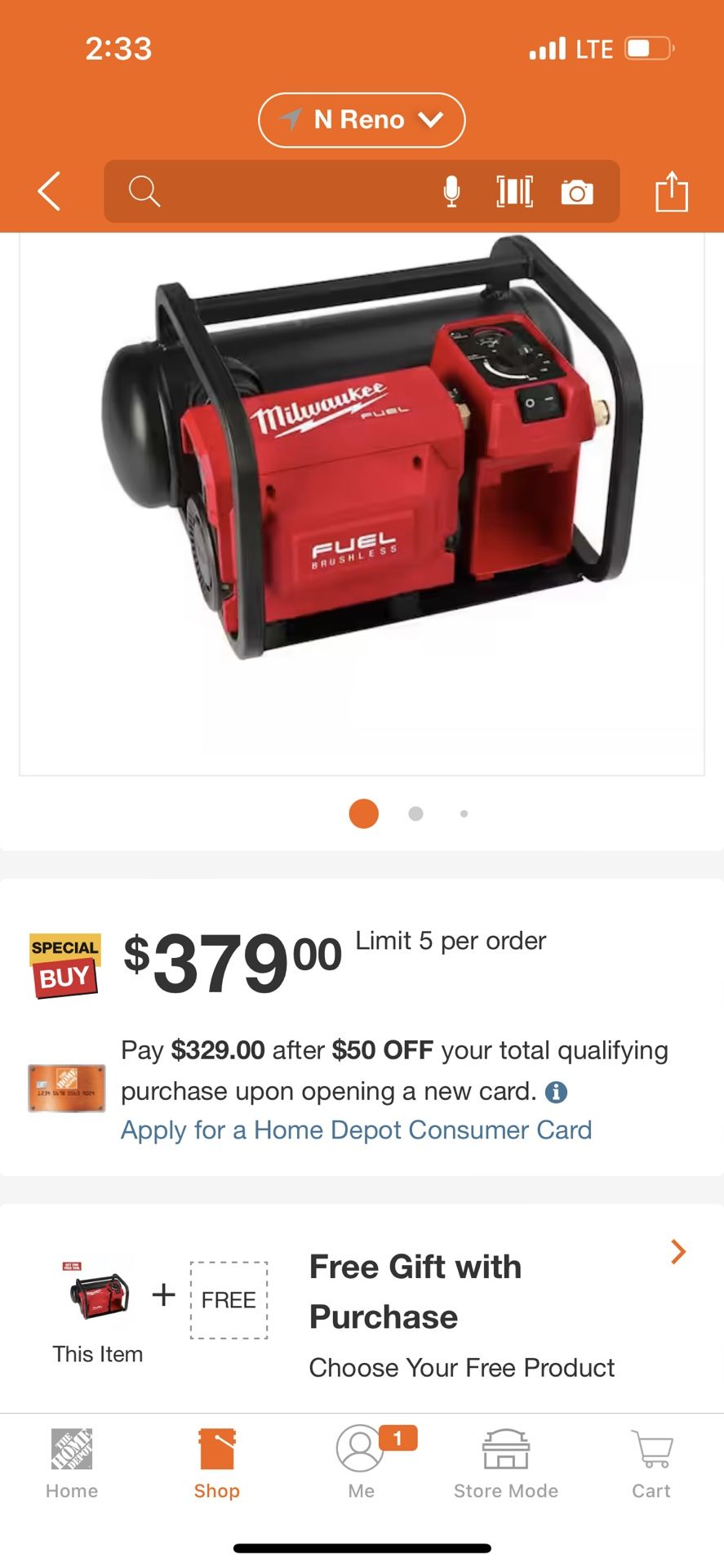 Milwaukee Cordless compressor