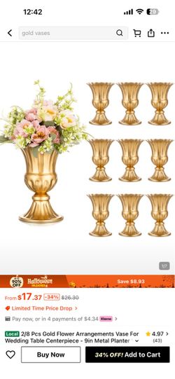 Gold urn floral vases
