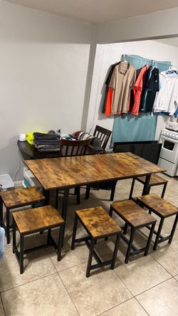 Dinner table with benches