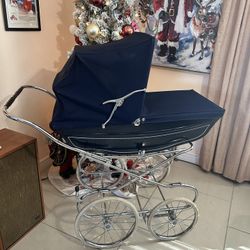 Vintage British Baby Stroller Pram- Marmet Brand Blue- Photoshoot