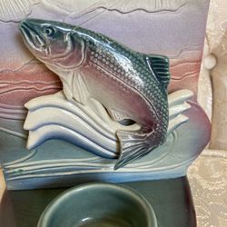 Caralyn Kieckhaefer Ceramic Salmon Candle Holder Signed