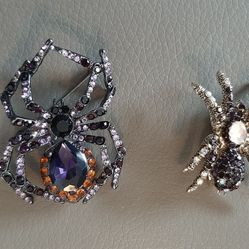 Decorative spider brooches with gemstones $10 each
