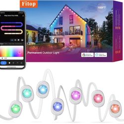 100ft Smart Outdoor Lights with DIY Scene Modes,IP67 Waterproof,60 LED Eaves Lights Works with Alexa,Google
