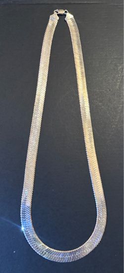 Sterling Silver 925 Italy Wide Herringbone Chain Necklace 24”