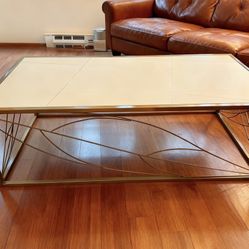 Gold Modern Rectangle Coffee Table with white Sintered Stone Table Top