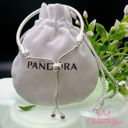 Pandora style adjustable bracelet in 925 silver.