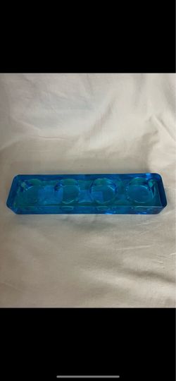 Blue Glass Tealight Candle Holder
