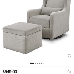 Used Carter’s by daVinci Adrian swivel glider with storage ottoman