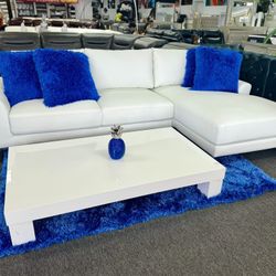 Beautiful Modern White Leather L Shaped Sofa Sectional Couch On Sale For Just 799 (Furniture Deal)!