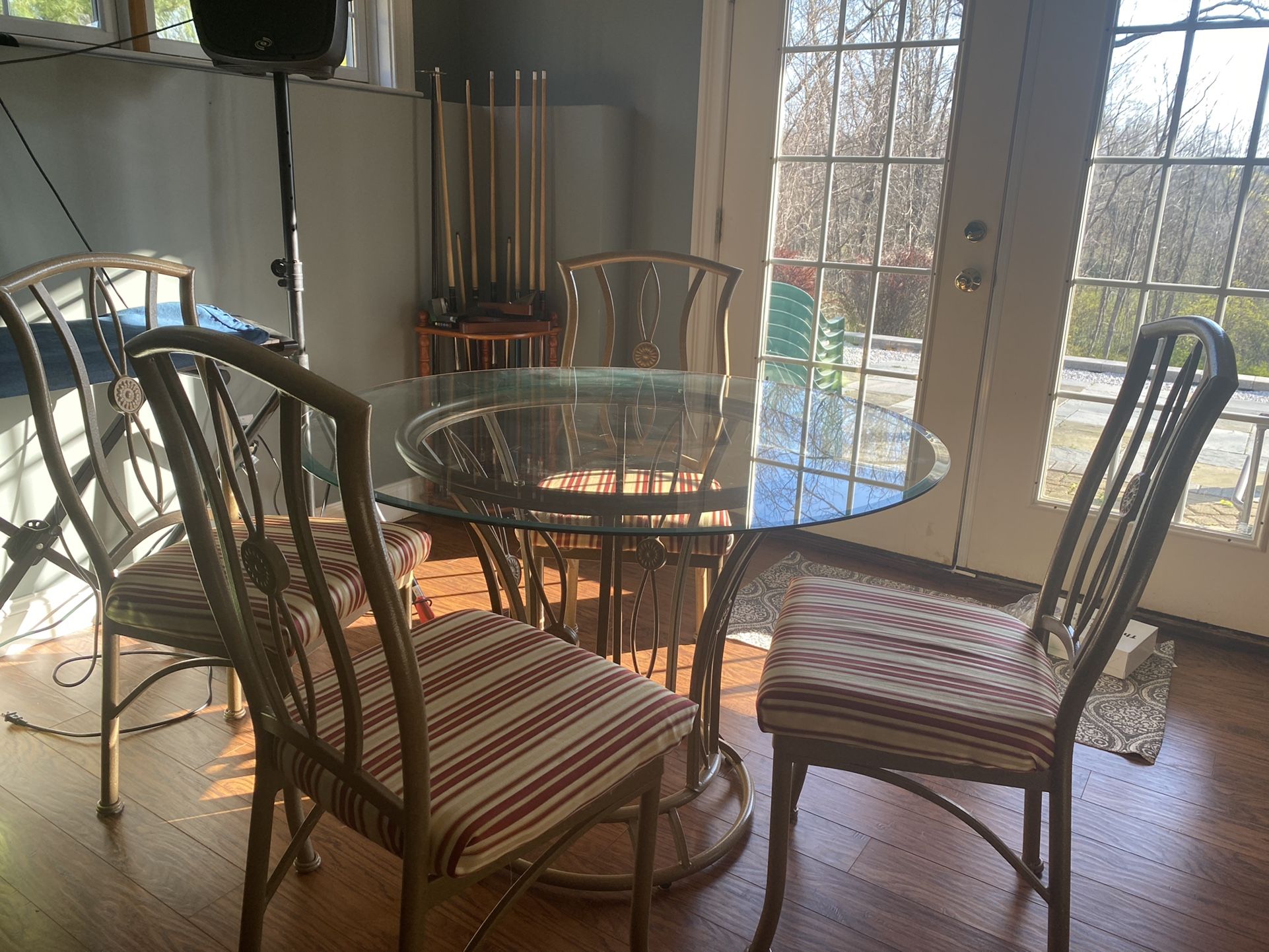 Metal Glass Table And Chairs 