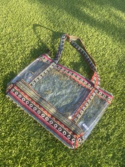 Clear multi-colored tote bag 