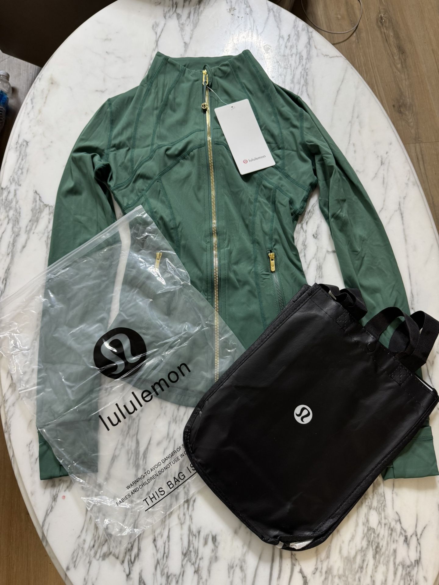 Lululemon Define Jacket (green With Gold Zip)