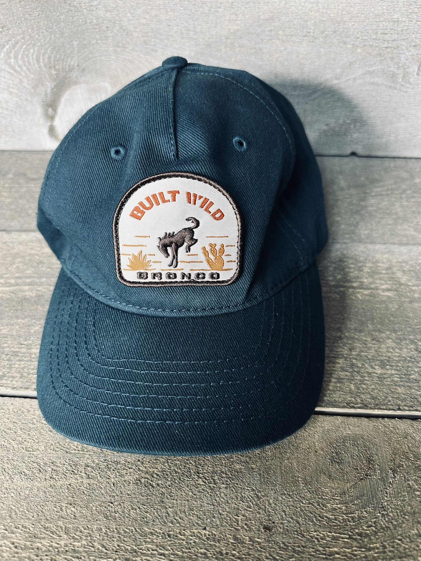 Built Wild Bronco Baseball Cap Blue One Size Adjustable Embroidered Ford Cotton