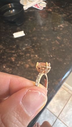 Morganite wedding band set