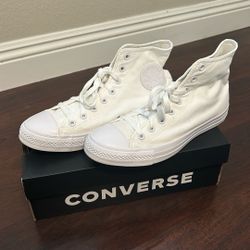 All white Hi Top Converse