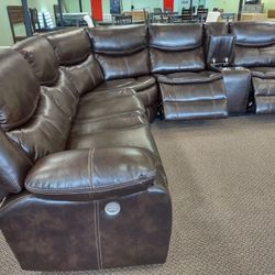 New Sectional Sofa With Three Power Recliners On Sale Now Don't Miss