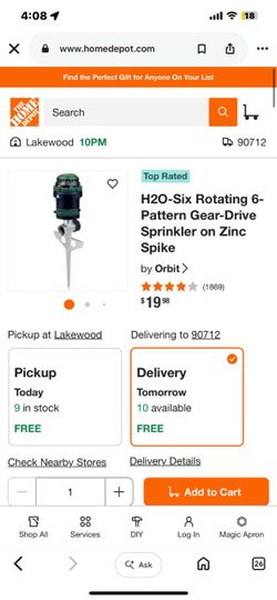 Orbit H2O-Six Rotating Gear-Drive Sprinkler
