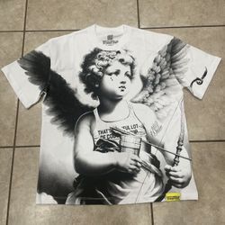 Brand: Awful Lotta Cough Syrup Size: Medium (M) Color: White Condition: New Material: Cotton Fit: True to size Graphic: Front cherub angel print Neckl