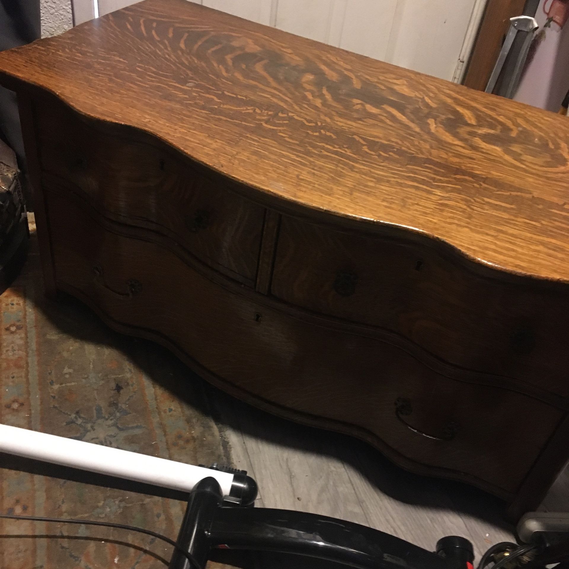 Tiger Oak 3 Drawer Dresser Antique