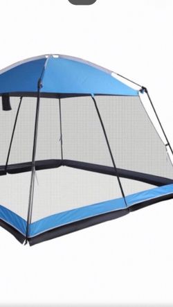 Screen House 10x10 Ft Square Camping Canopy Tent Sun Shade Gazebo Shelter Perfect for Outdoor Activities, Blue